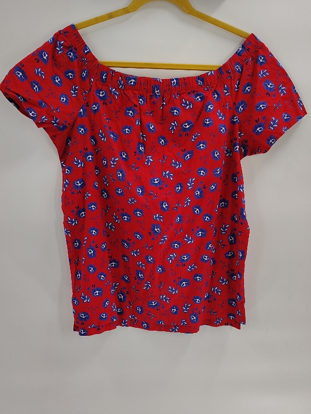 Banana Republic Top Size Small Oversized Red Blue Floral Short Sleeve Patriotic